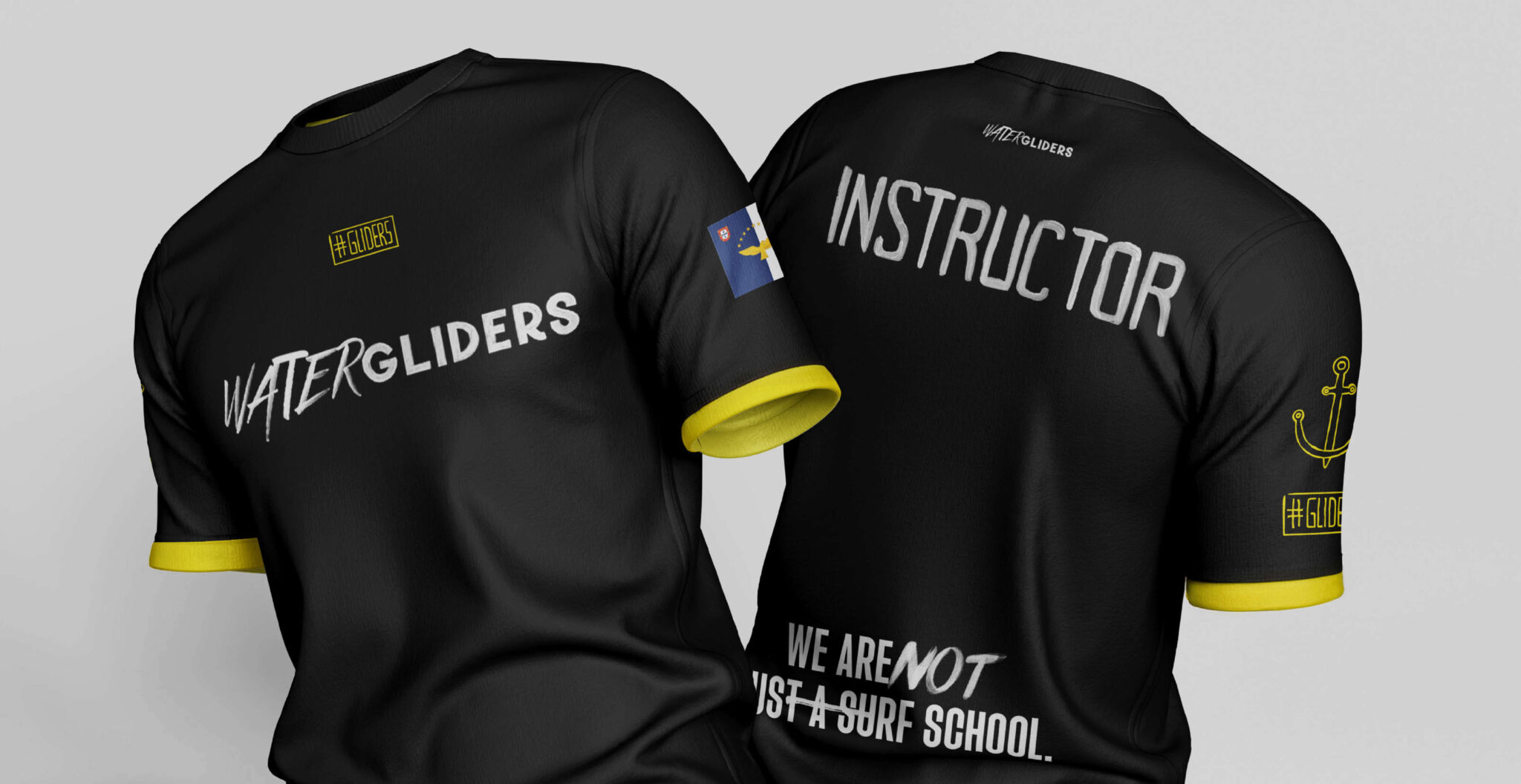 Rebranding de surf club - Watergliders pela GRINGO - licras instrutor